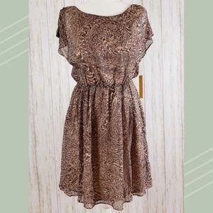 NWT {Alice + Olivia} Brown Silk Dress